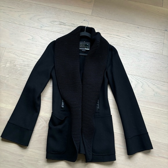 Mackage Aritzia Black Bessie Jacket Knit Lapel Wool Coat - XXS - Picture 4 of 8